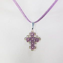 Pendant 45cm - Trevina-Mauve Suedine - Pendant 45cm - Laiton argenté